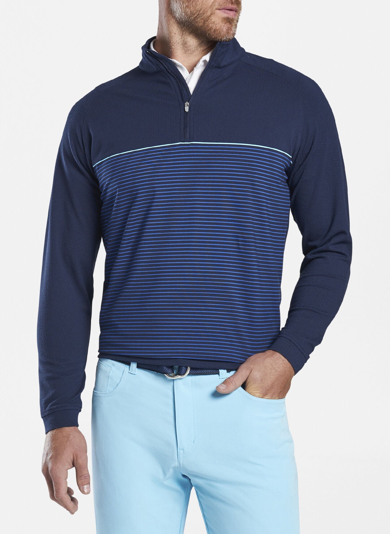 Peter Millar Perth Engineered Stripe Performance Quarter-Zip - MS21EK40G