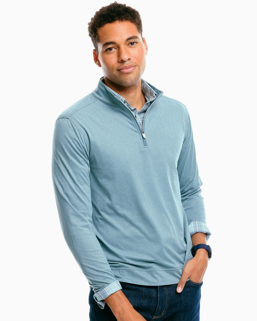 Southern Tide Backbarrier Heather Performance Quarter Zip - 8381