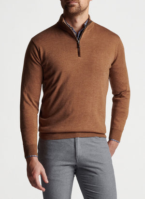 Peter Millar Autumn Crest Suede Trim 1/4 Zip Sweater - MF22S03