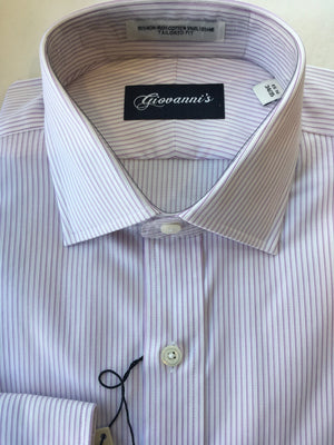 Giovanni's Modified Spread Textured Stripe Dress Shirt - Lavendar-51  48-22501