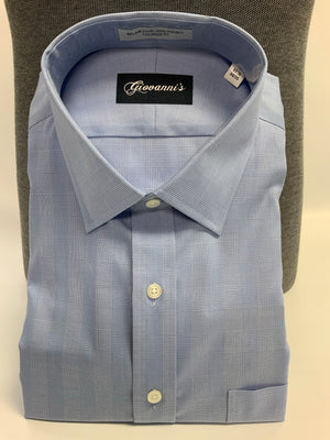 Giovanni's Modified Spread Glen Plaid Dress Shirt - Blue-12