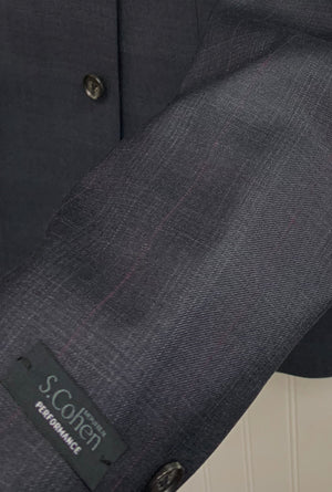 S. Cohen Performance Wool Suit- 89-1266 (Gray w/Mauve Windowpane)