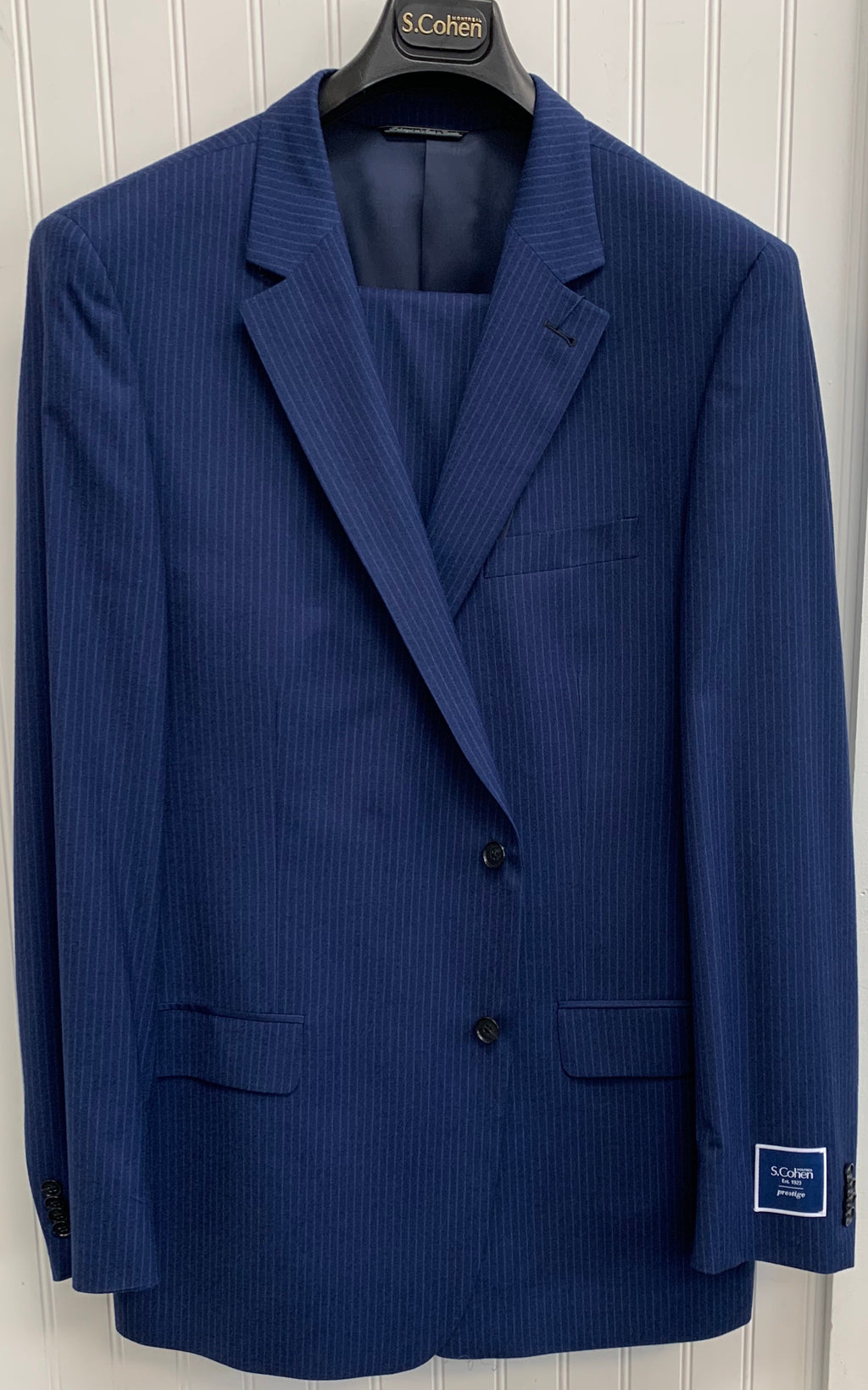S. Cohen Prestige Wool Suit- 95-0863 (Blue Pinstripe)