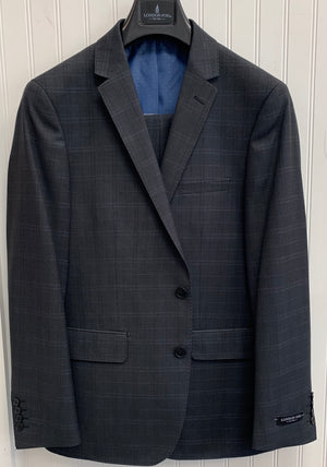 London Fog Wool Suit - L10009-1 (Medium Gray w/ Lt. Gray & Black Plaid)