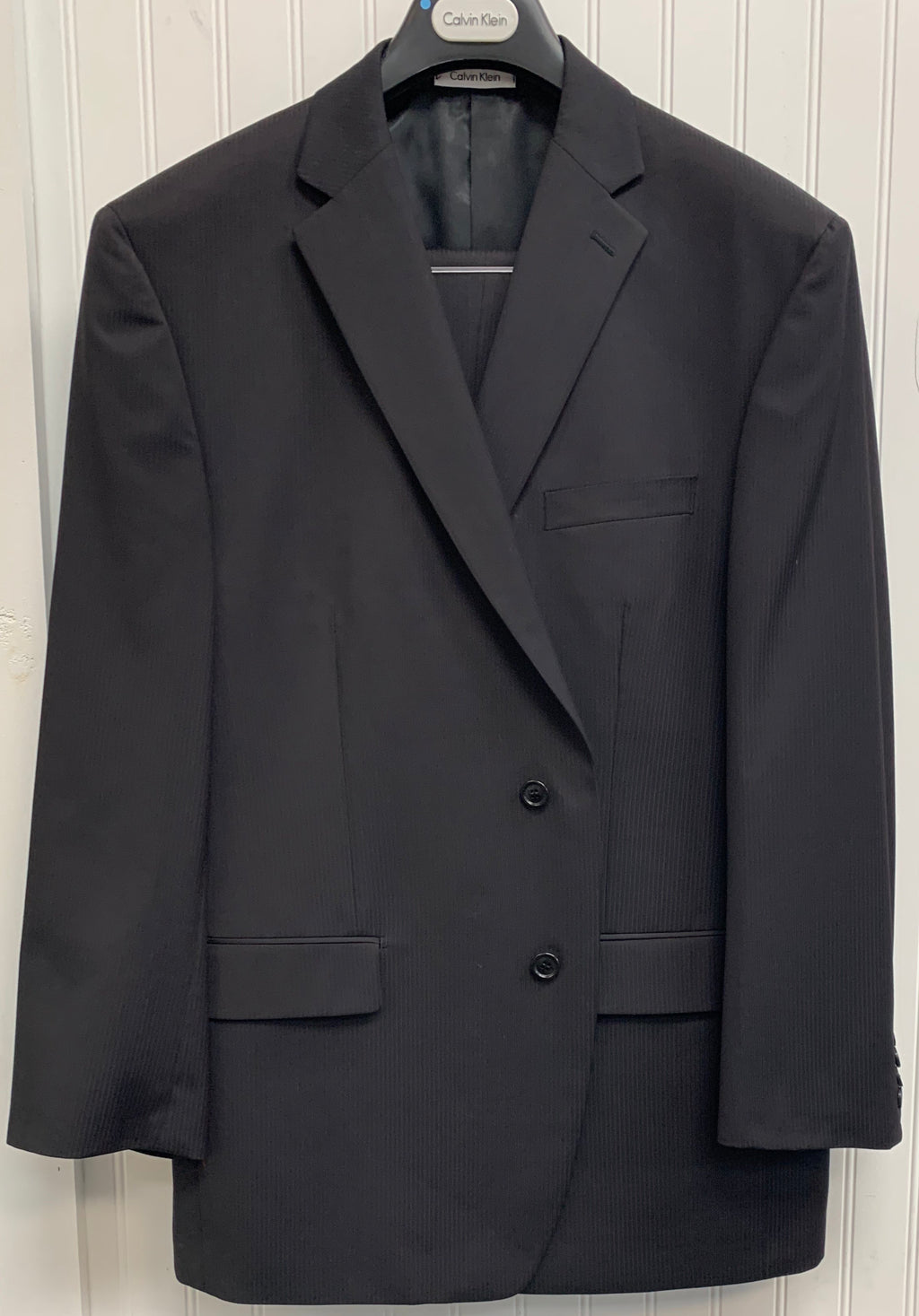 Calvin Klein Suit - (Black w/ Red Pinstripe)