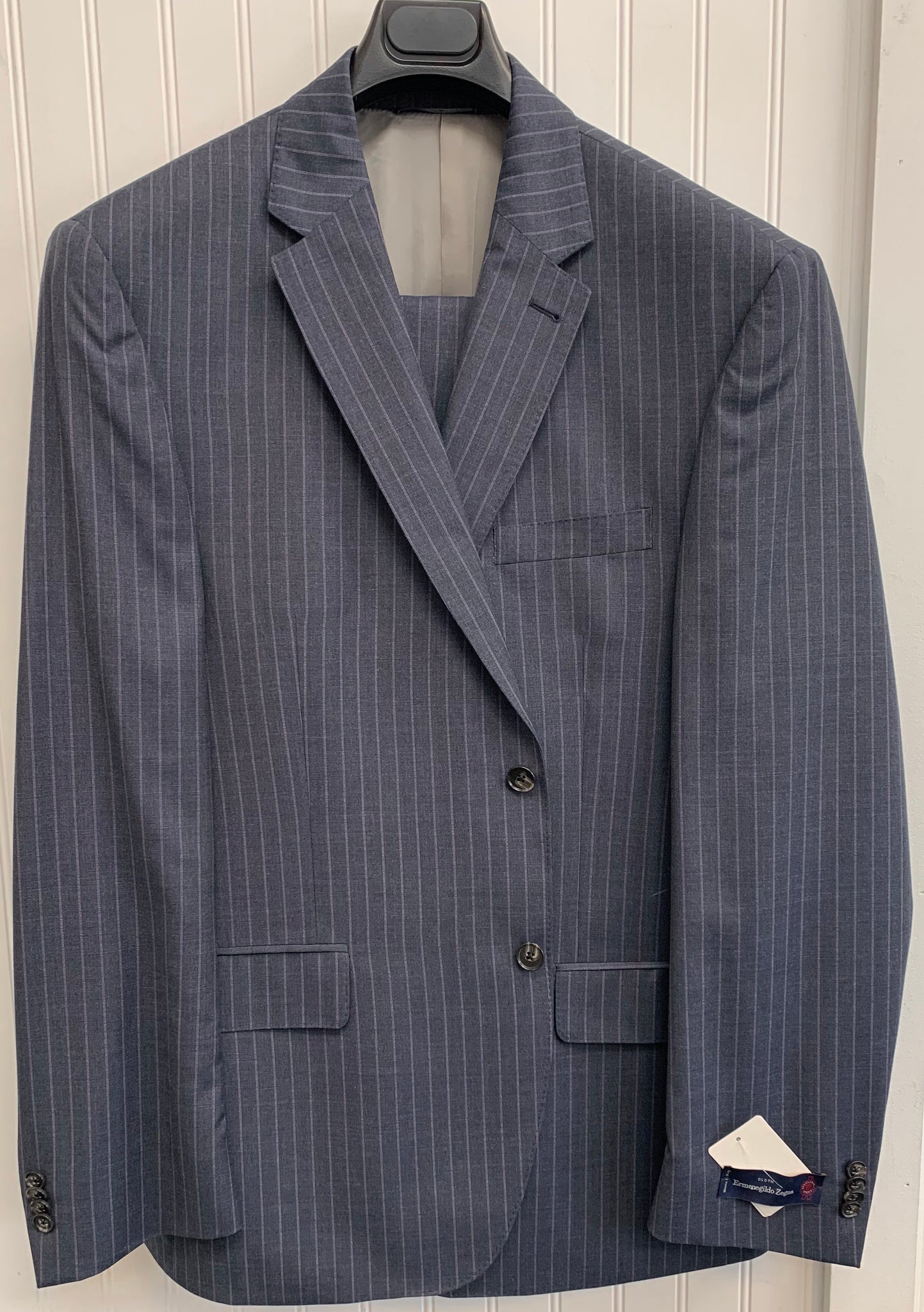 Gainsboro Gray Stripes Double Breasted Premium Wool Blend Suits For Men