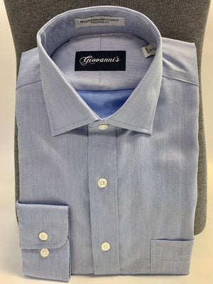 Giovanni's Spread Collar Royal Oxford Dress Shirt  - Blue- 12