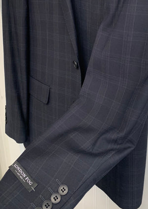 London Fog Wool Suit - L10007-1 (Navy w/ Tonal & Tan Plaid)