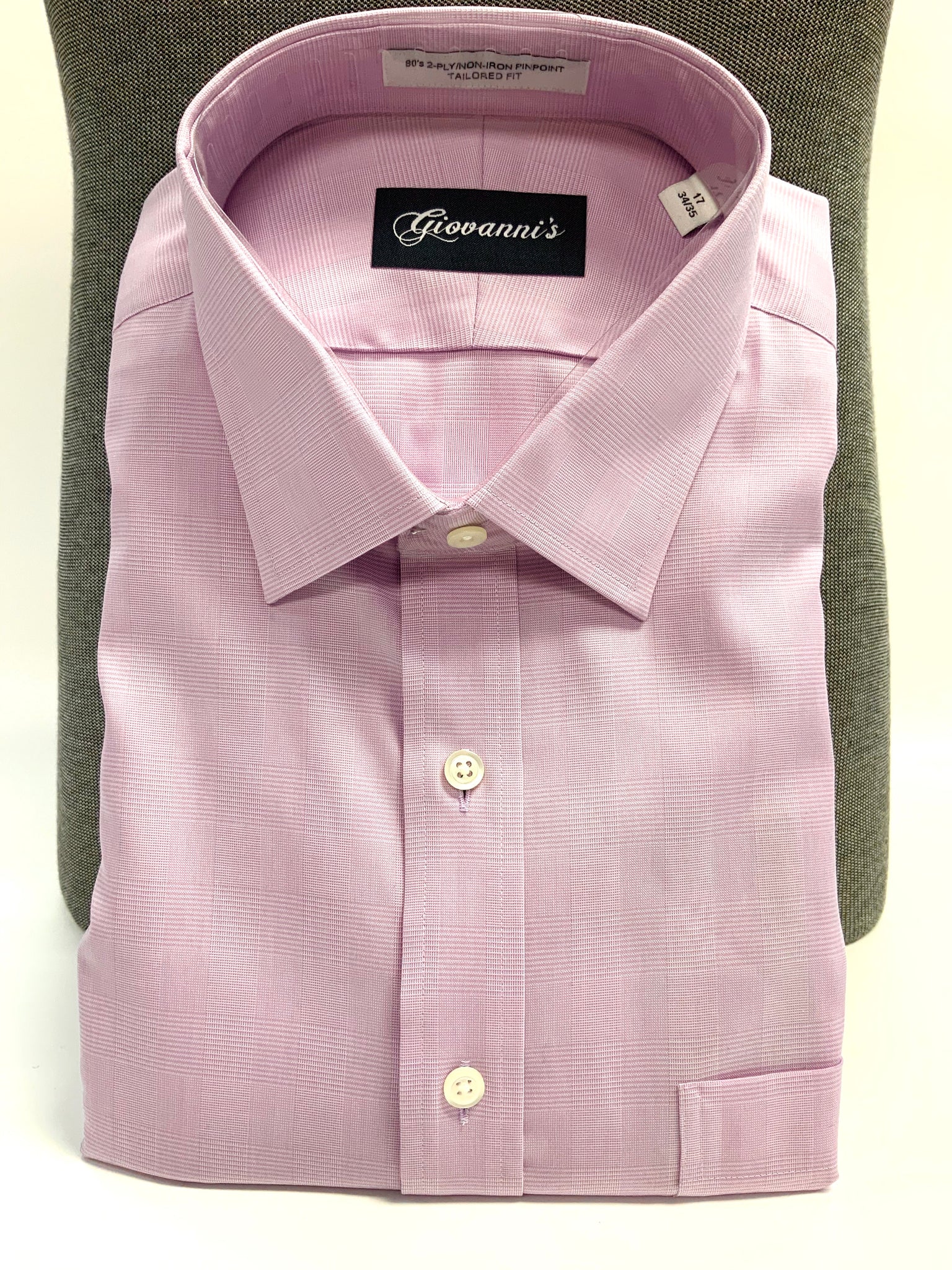 Giovanni's Modified Spread Glen Plaid Dress Shirt - Lavendar-51