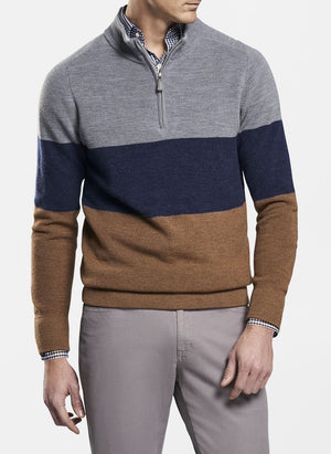 Peter Millar Saddle Color Block 1/4 Zip Sweater Mf19S76